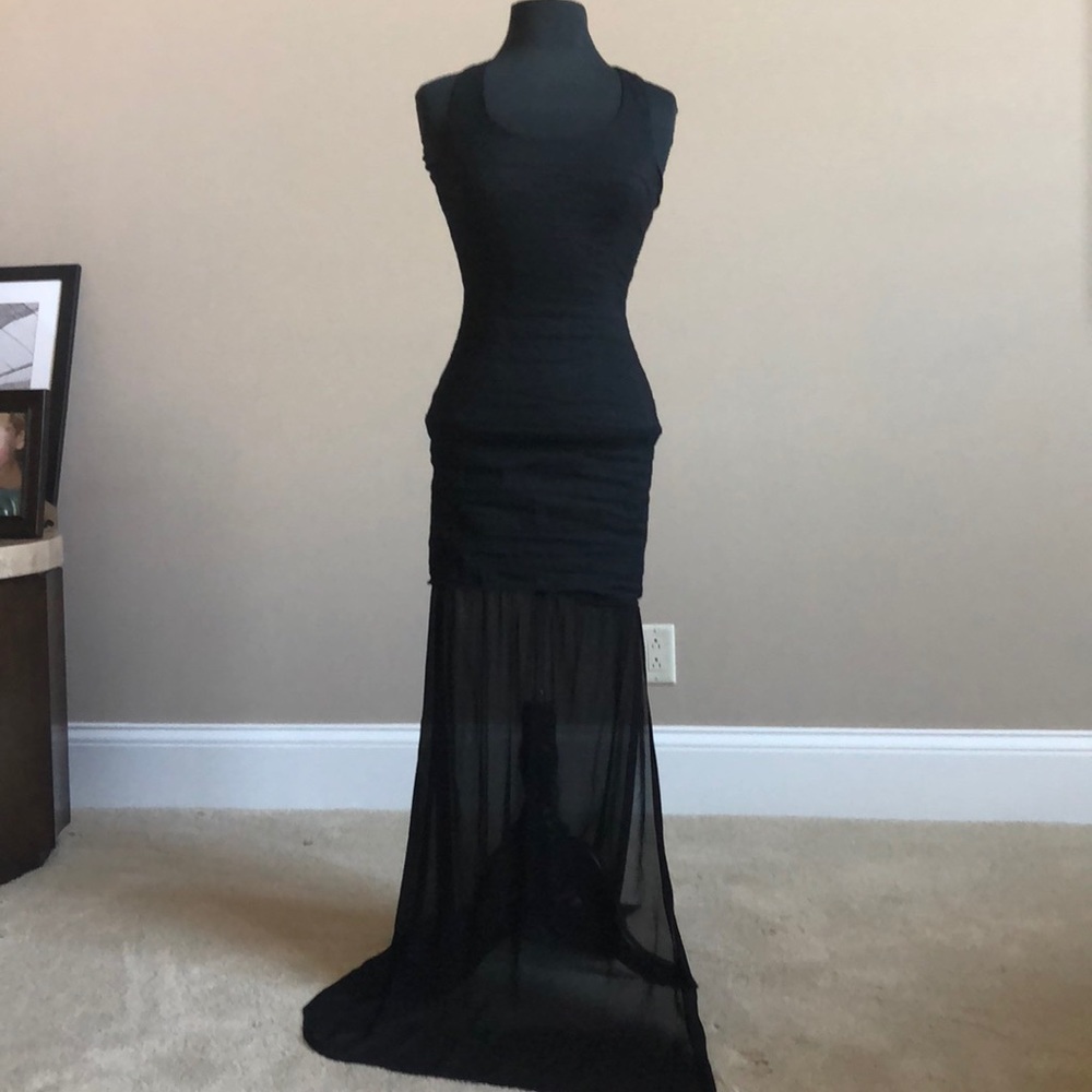 Gorgeous black metallic cotton and chiffon gown